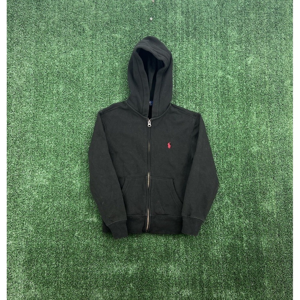 Polo Ralph Lauren Kids Black Zip Up Hoodie Pony Logo Size Small 8